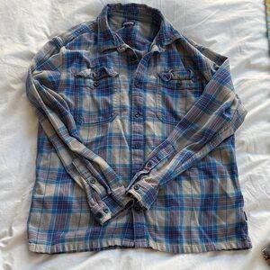 Patagonia Blue and Gray Plaid Button-Up Shirt